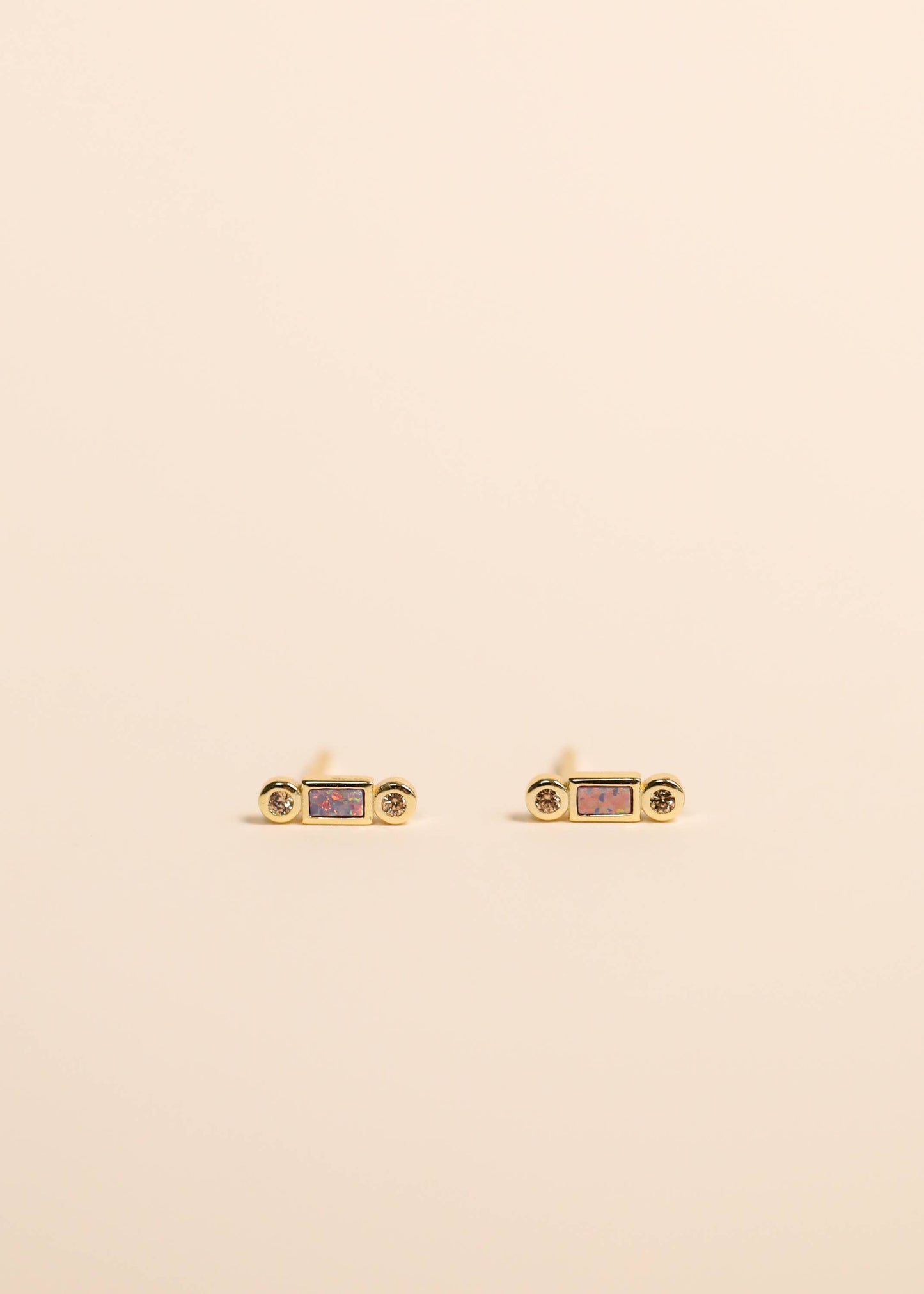 Bar Opal - Purple - Gold Earrings