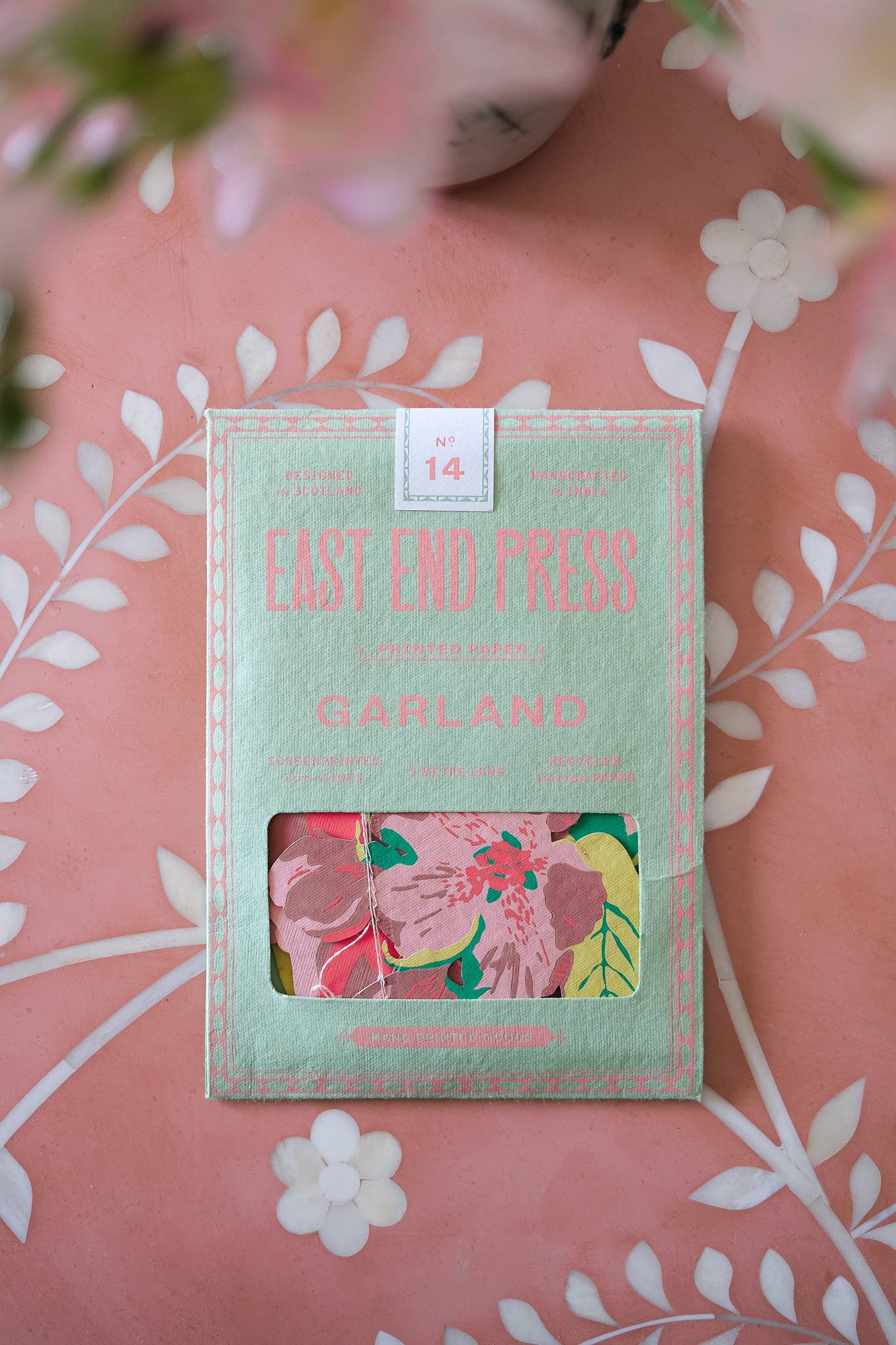 Blossom Sewn Garland - Screen Printed by Hand