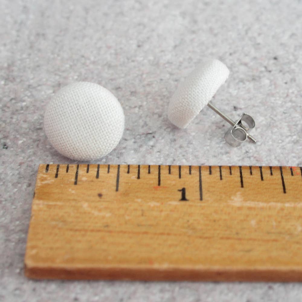 Red Wine Fabric Button Earrings