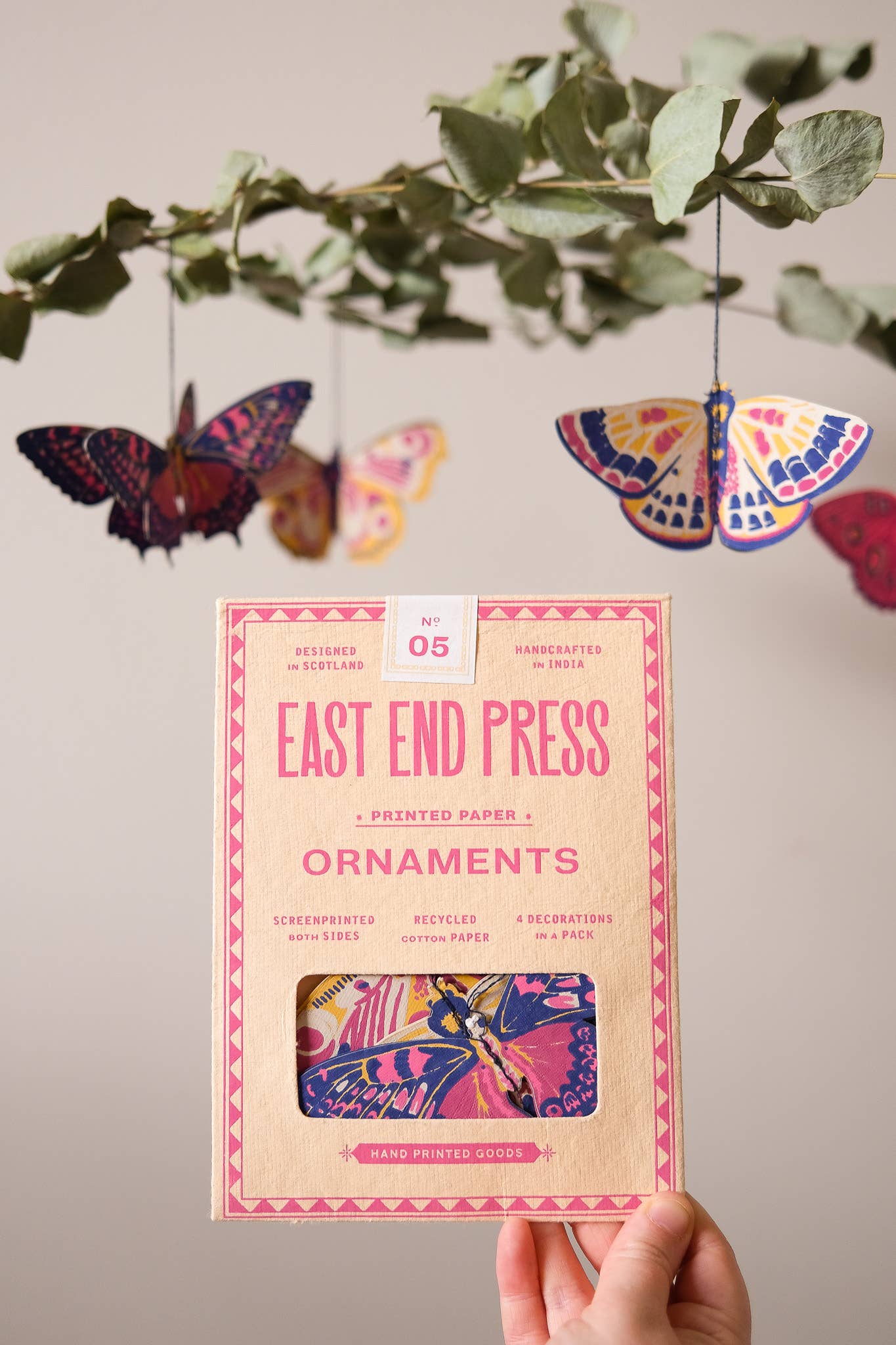 Butterflies Paper Ornaments - Screen Printed by Hand