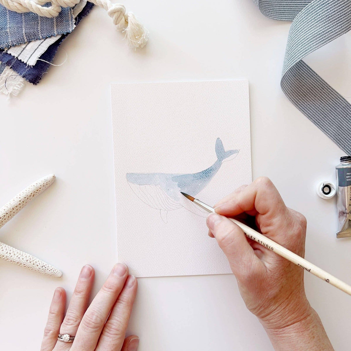 Seaside Paintable Watercolor Notecard set - emily lex studio