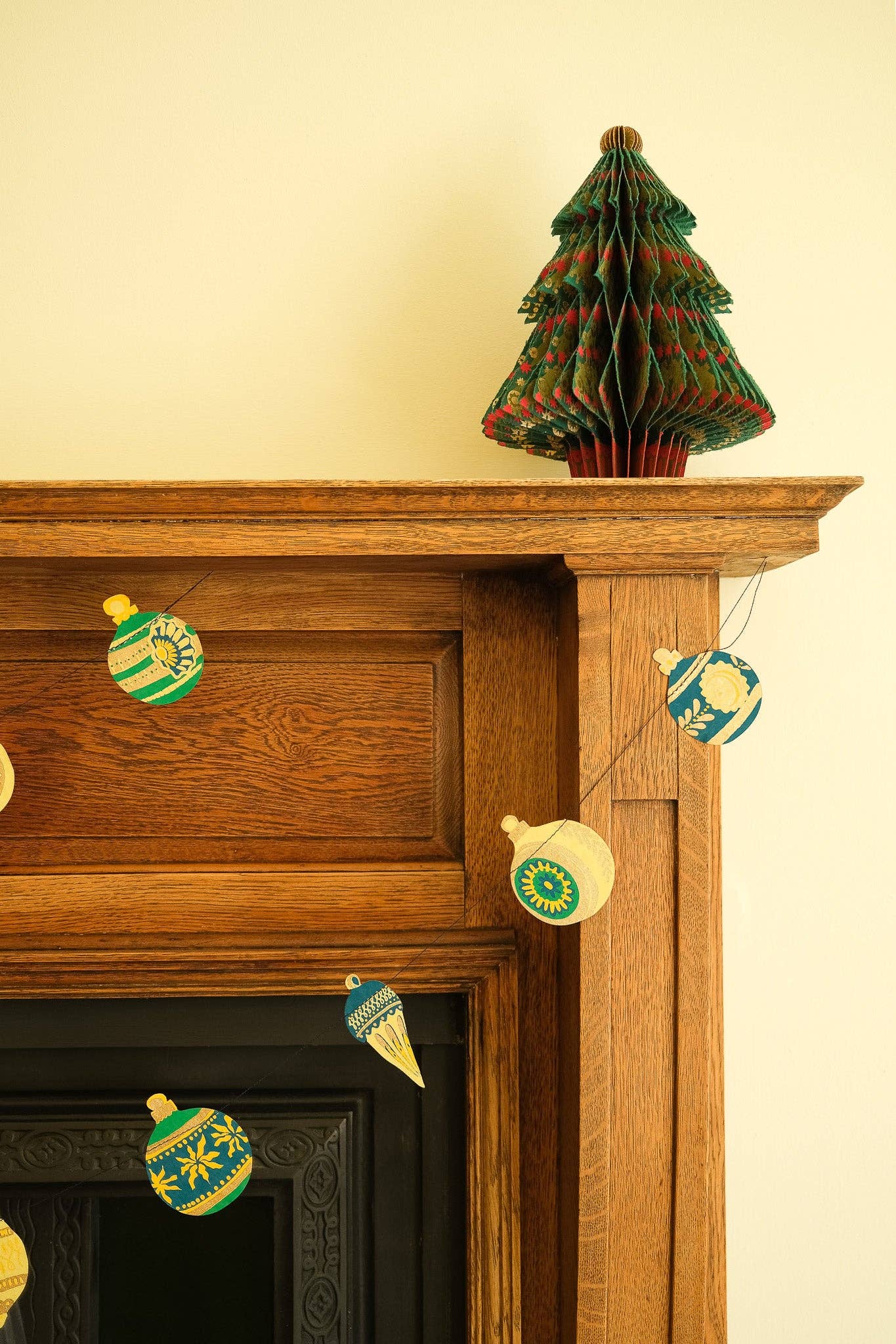 Christmas Ornaments Sewn Garland - Screen Printed by Hand