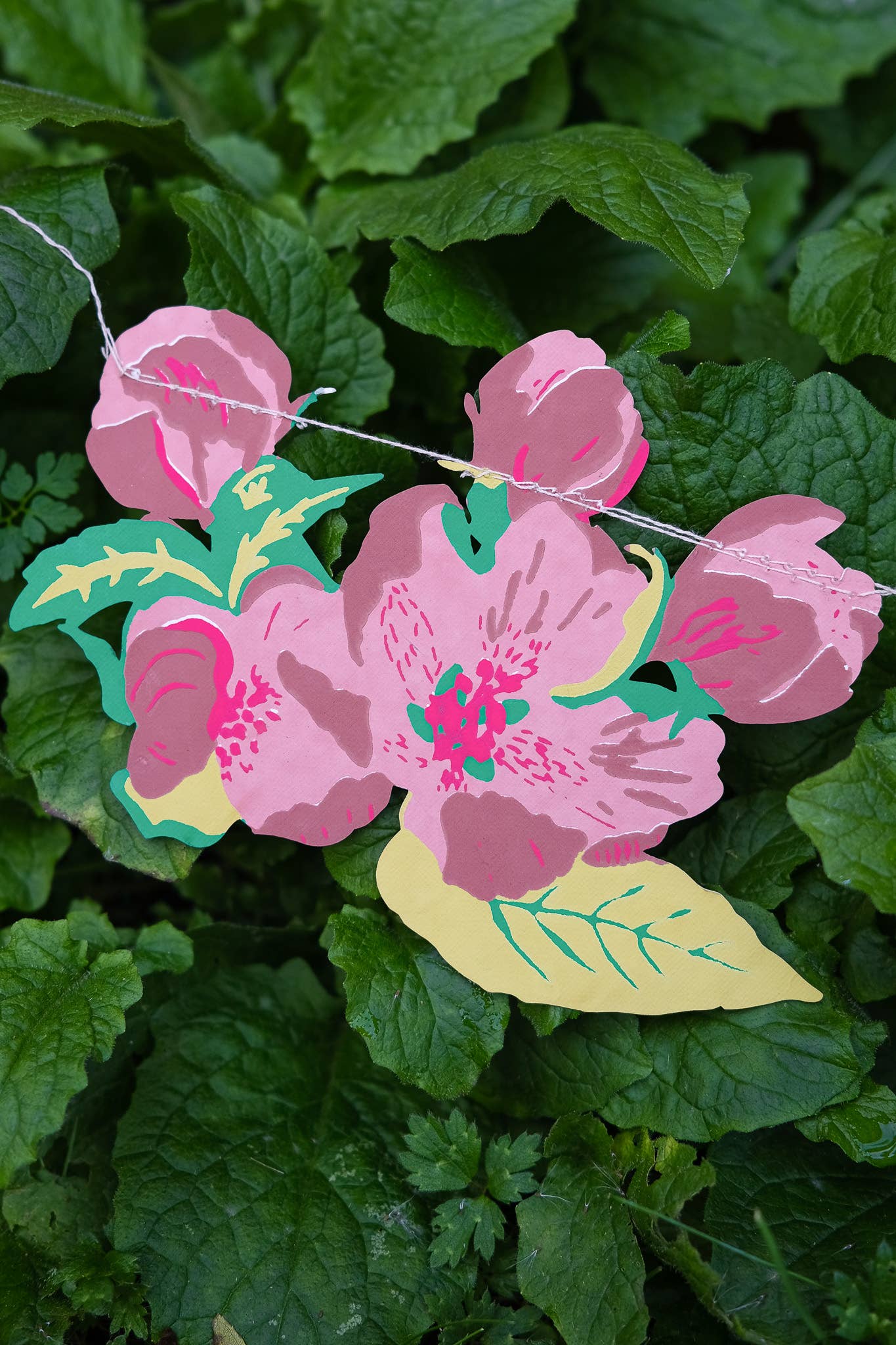Blossom Sewn Garland - Screen Printed by Hand