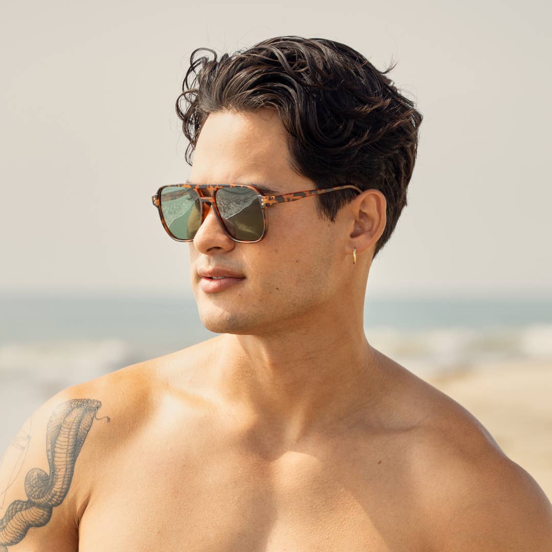 Pedro - Honey Tortoise / Grey-Green Polarized Lens - Blue Planet Eco-Eyewear