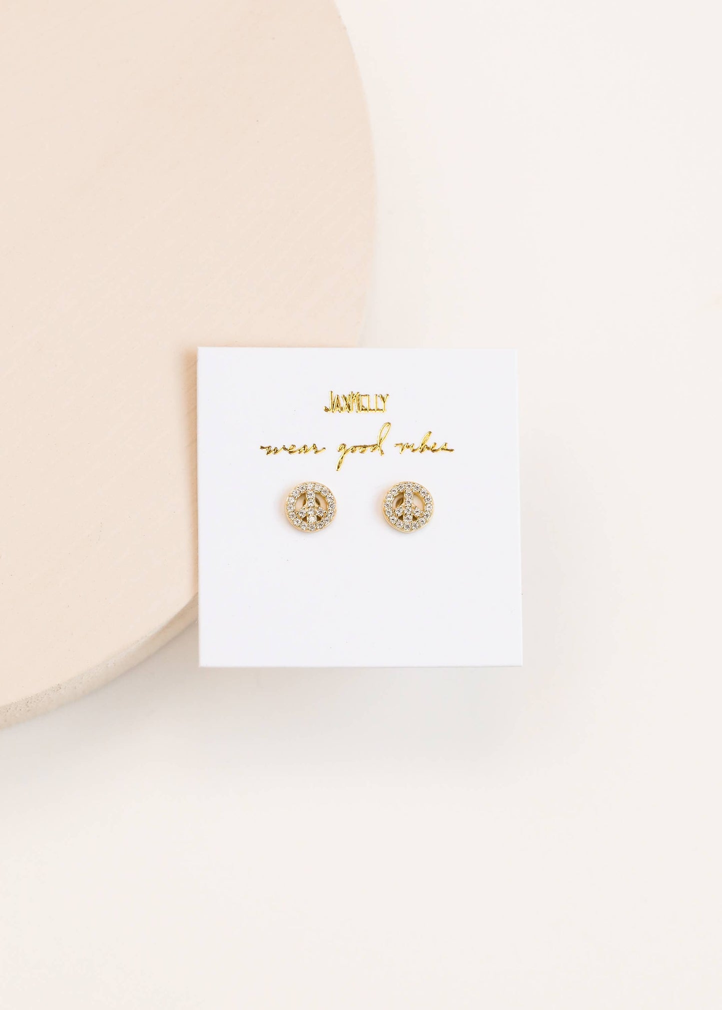 Peace Sign Pavé Stud Earrings - JaxKelly