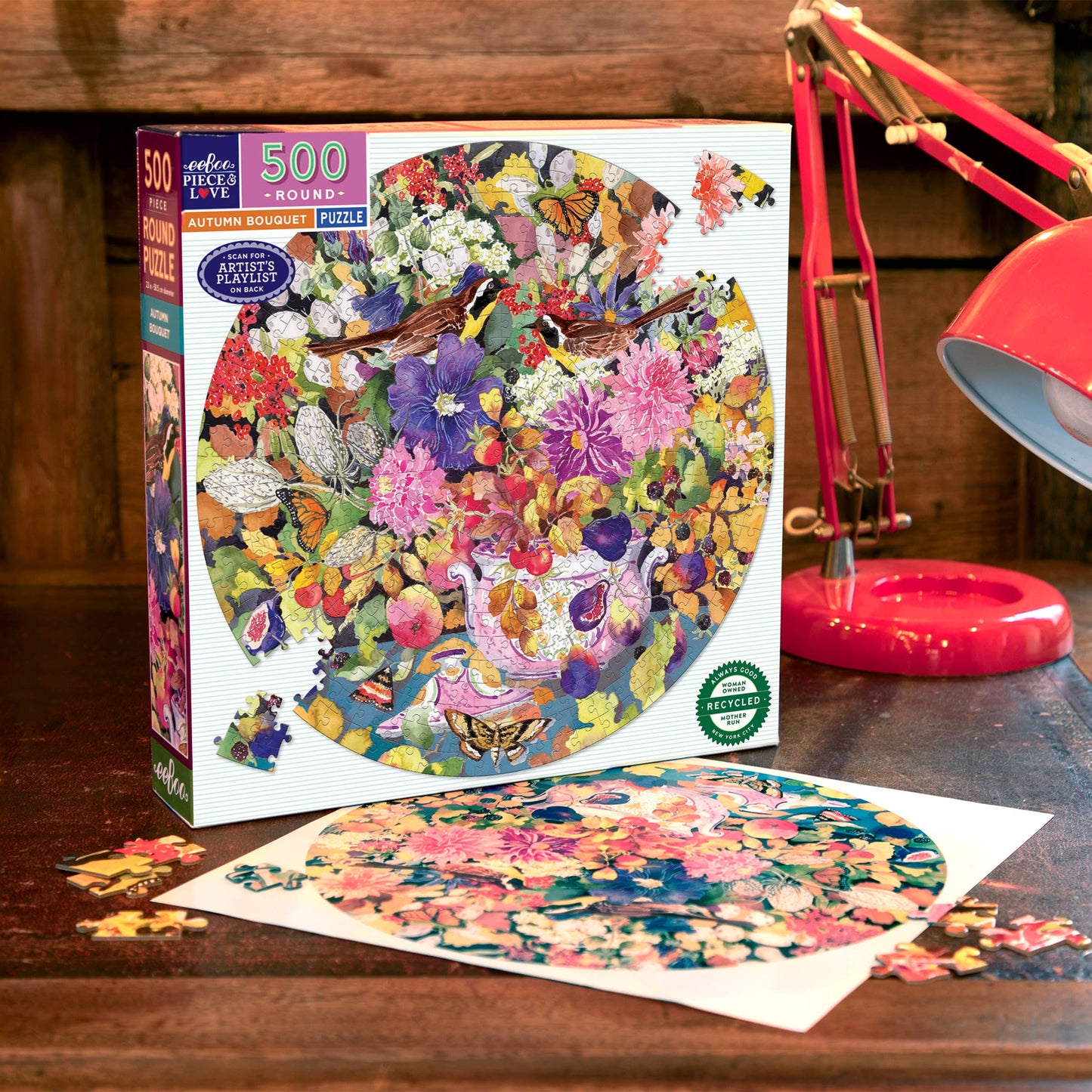 Autumn Bouquet 500 Piece Round Puzzle