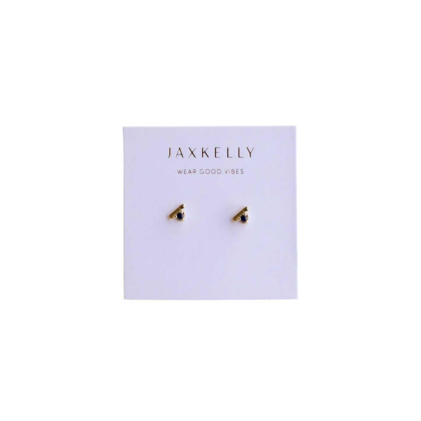 Stud Bar - Sapphire CZ - Gold Earrings