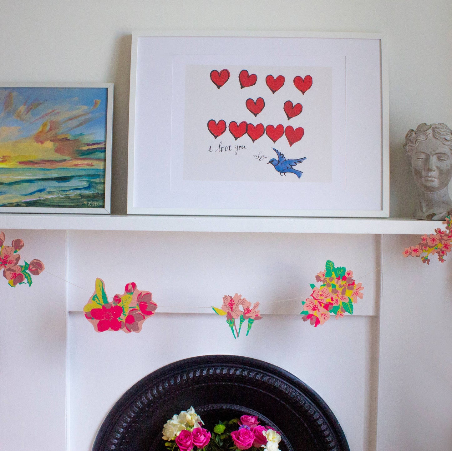 Blossom Sewn Garland - Screen Printed by Hand