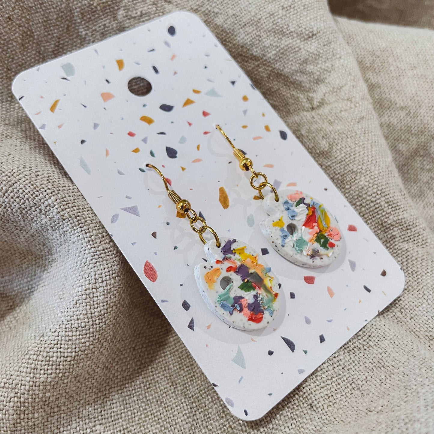 Artist Messy Paint Palette Polymer Clay Earrings