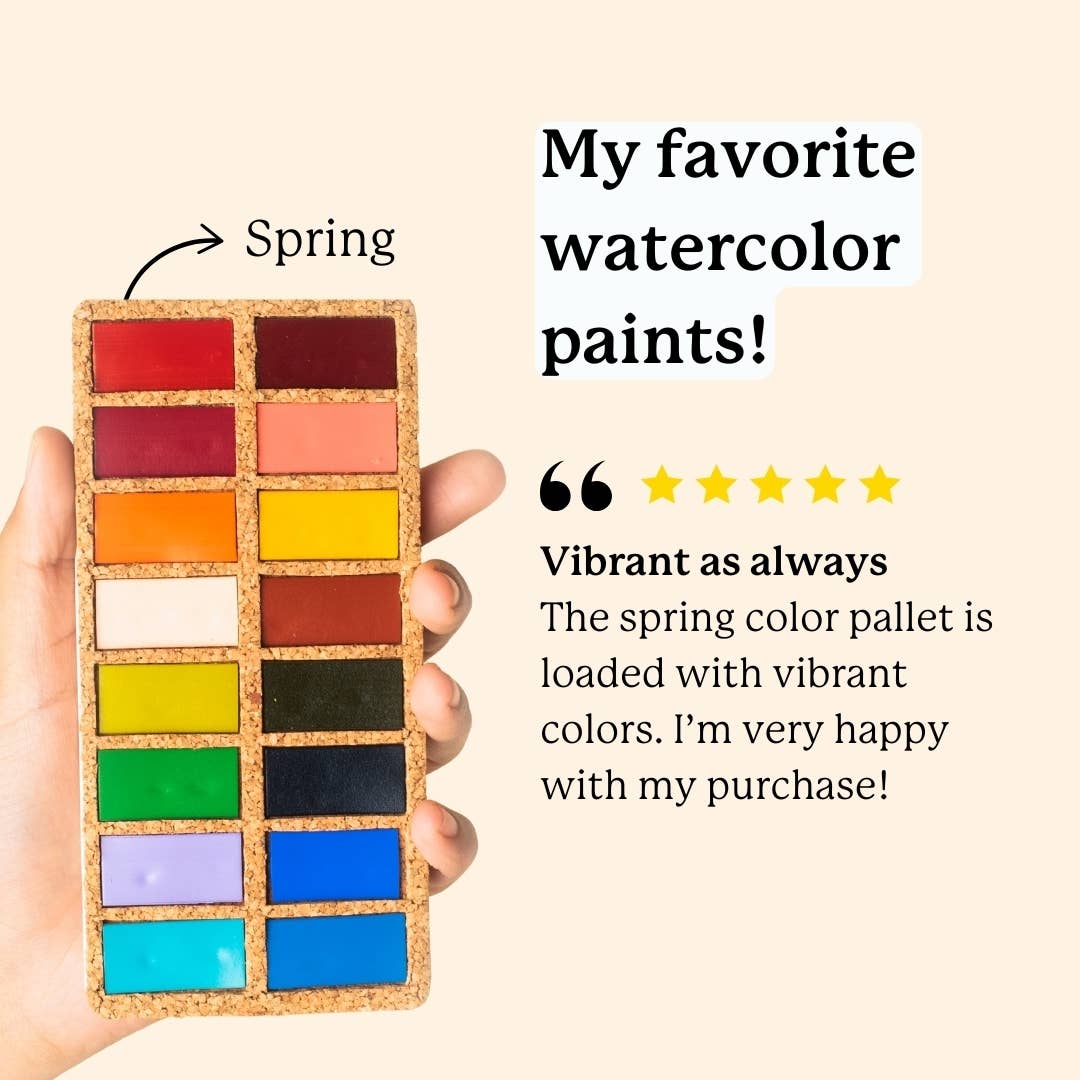 Spring Pans Set - 16 Watercolors | Ecofriendly | Handcrafted