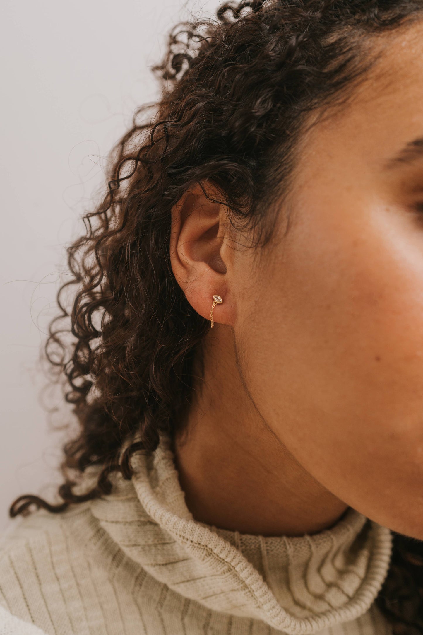 Stud Chain Huggie Earrings