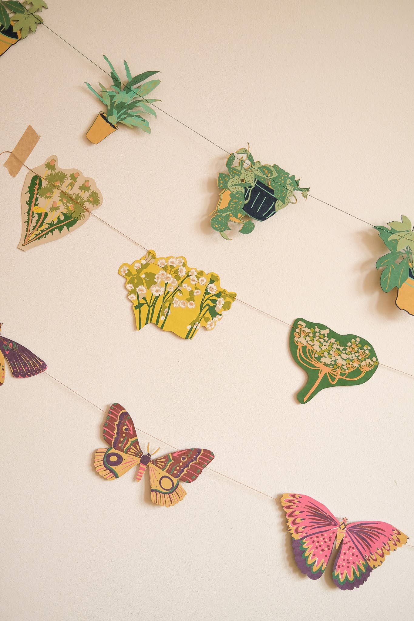 Houseplants Sewn Garland - Screen Printed by Hand