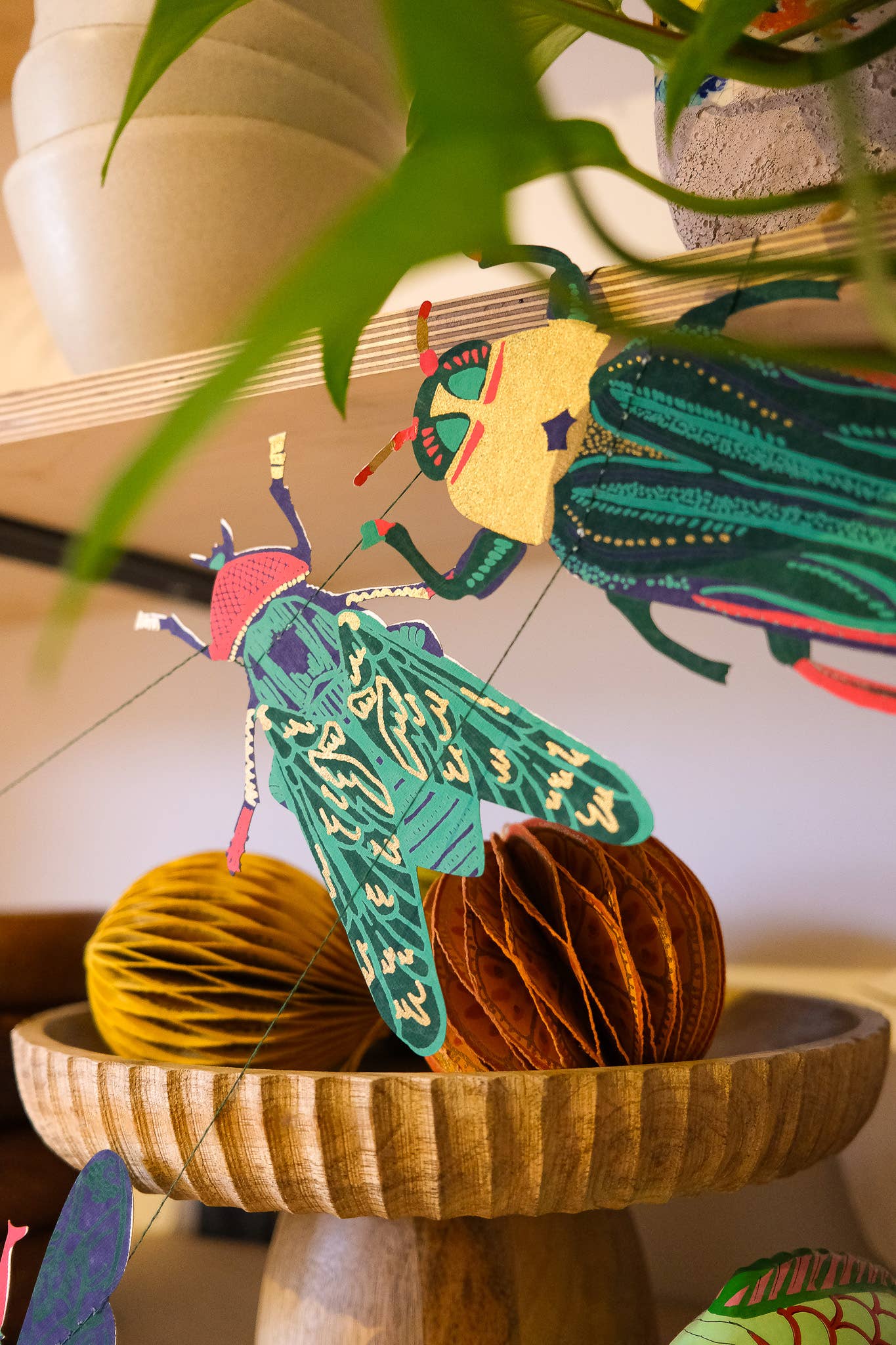 Insects Sewn Garland - Screen Printed by Hand