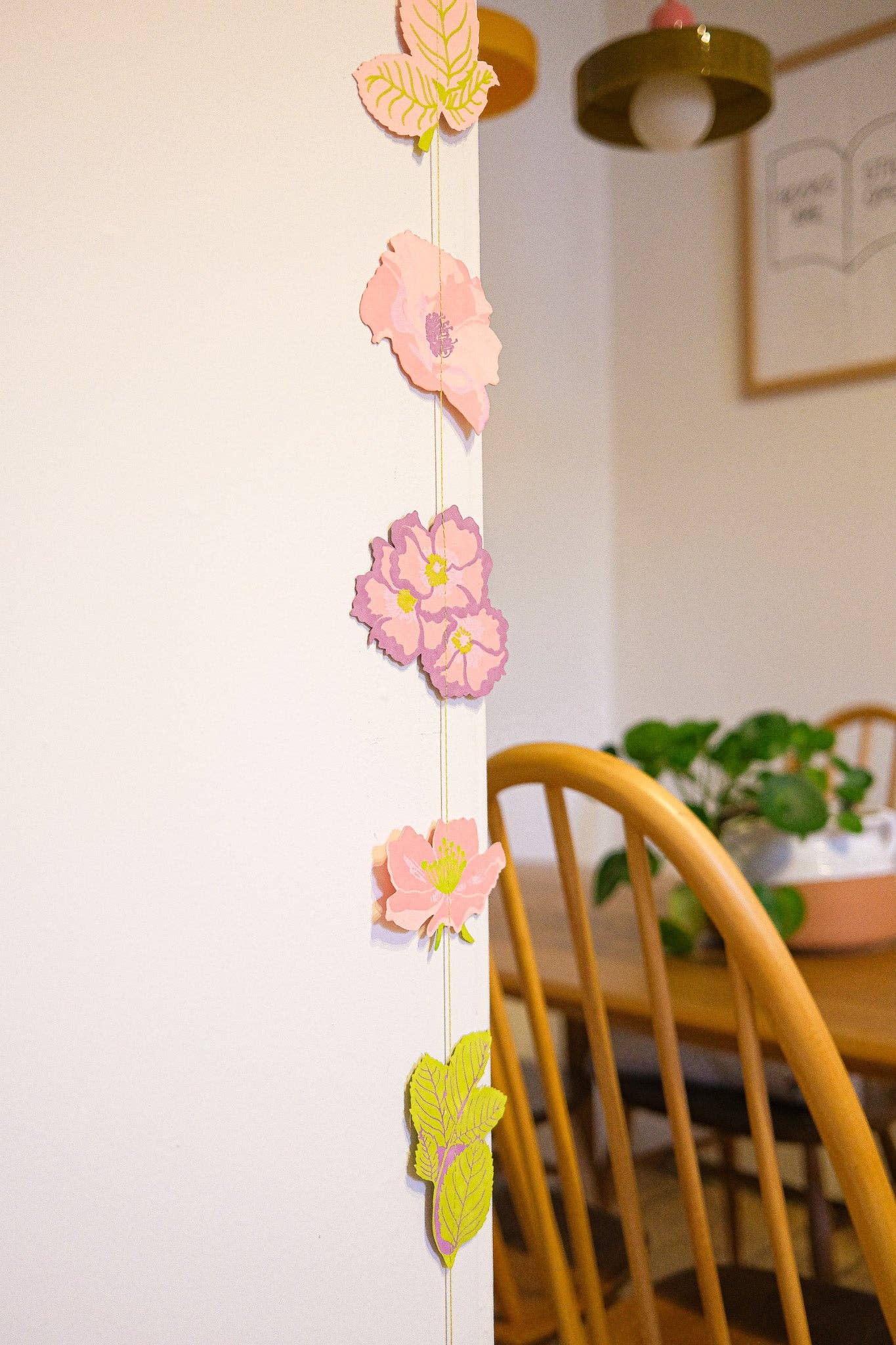 Rose Vertical Wall Hanging - Screen Printed by Hand