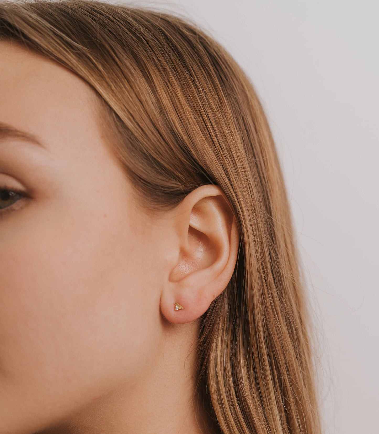 Stud Bar - White CZ - Gold Earrings