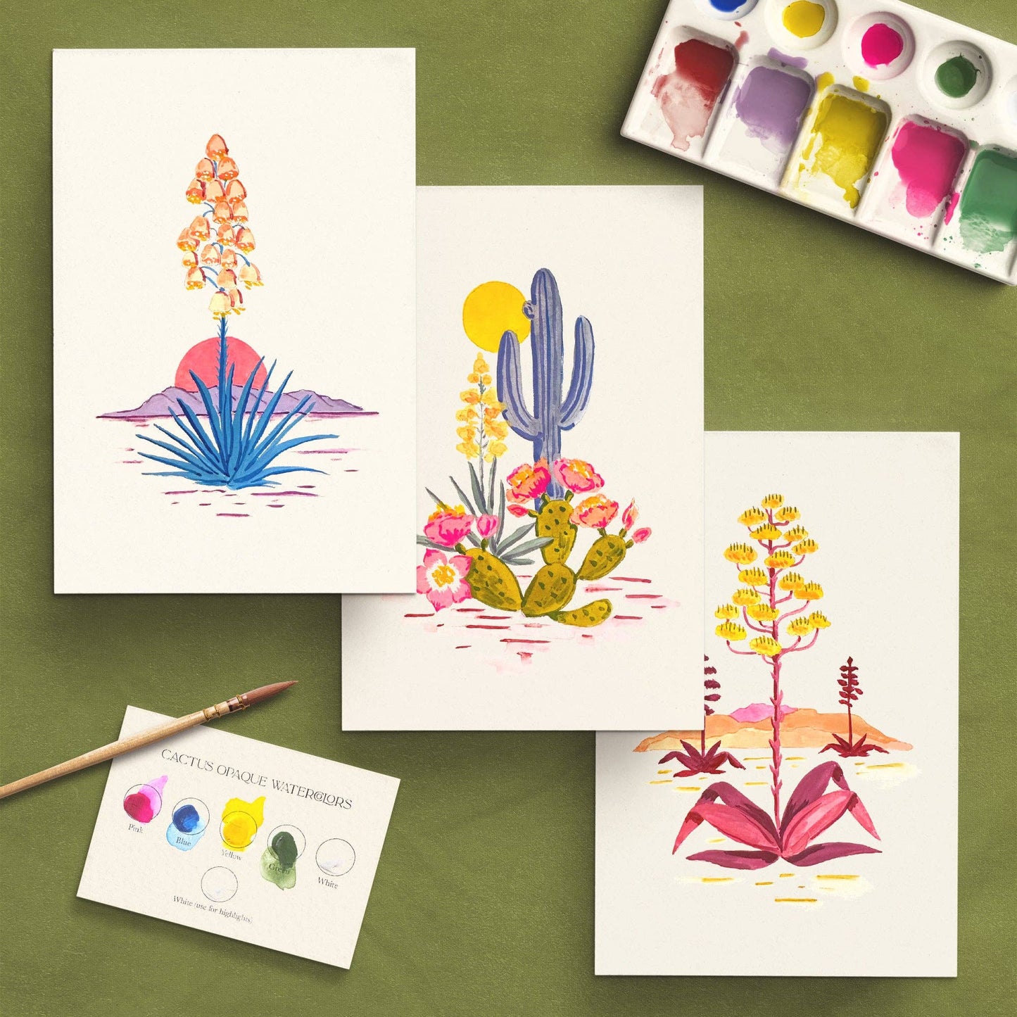 Antiquaria Watercolor Painting Kit: Cactus