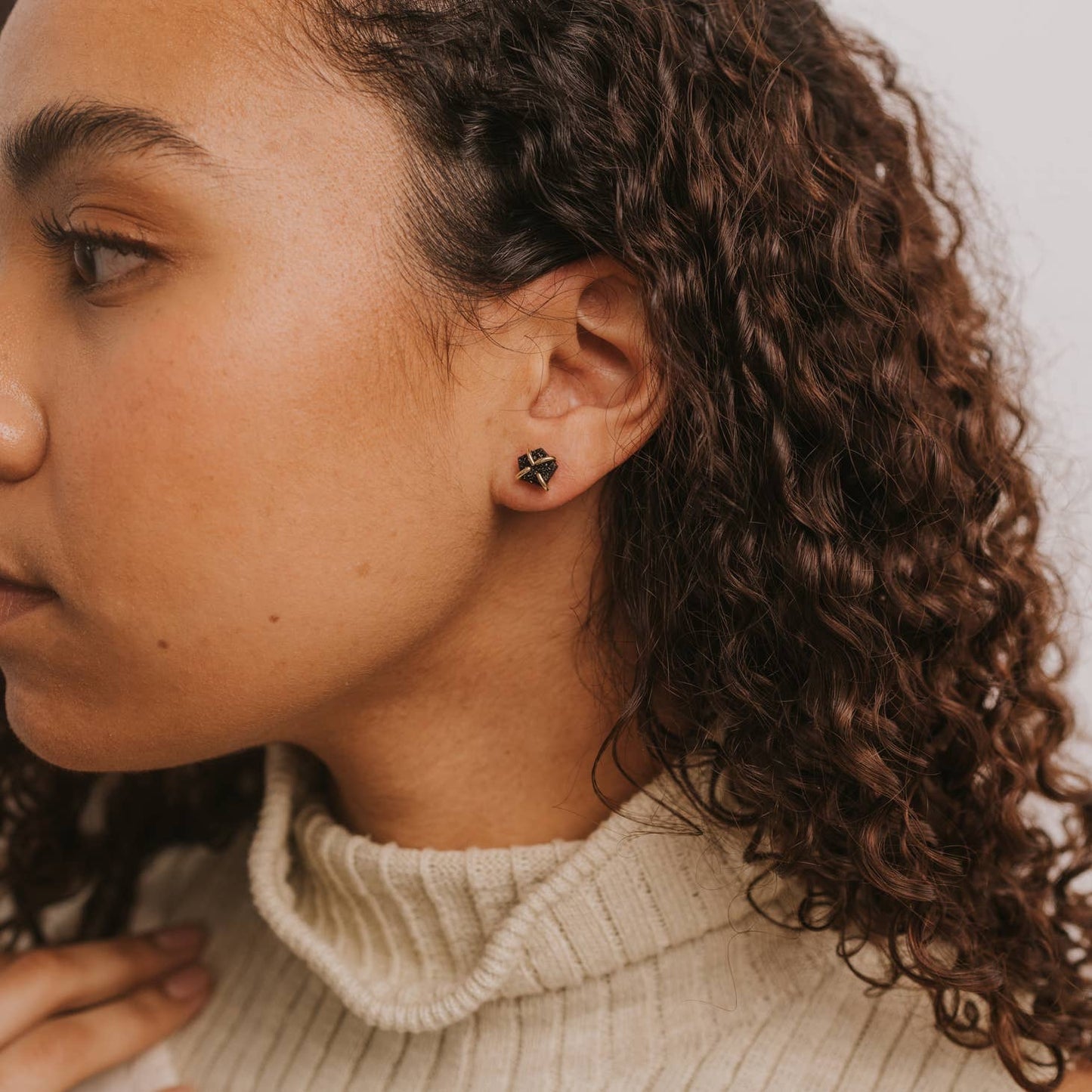 Black Druzy Prong Earrings