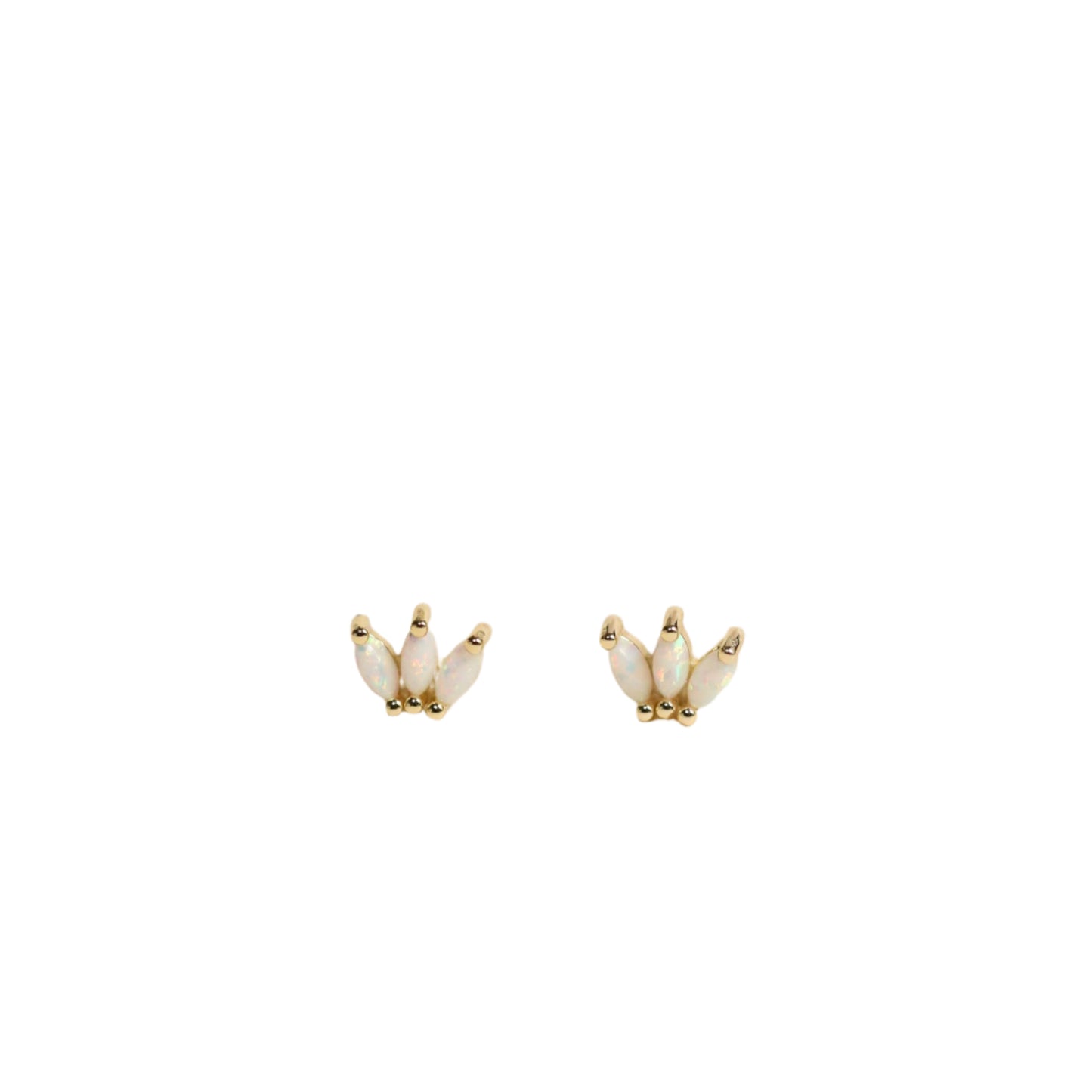 White Opal Crown Stud Earrings