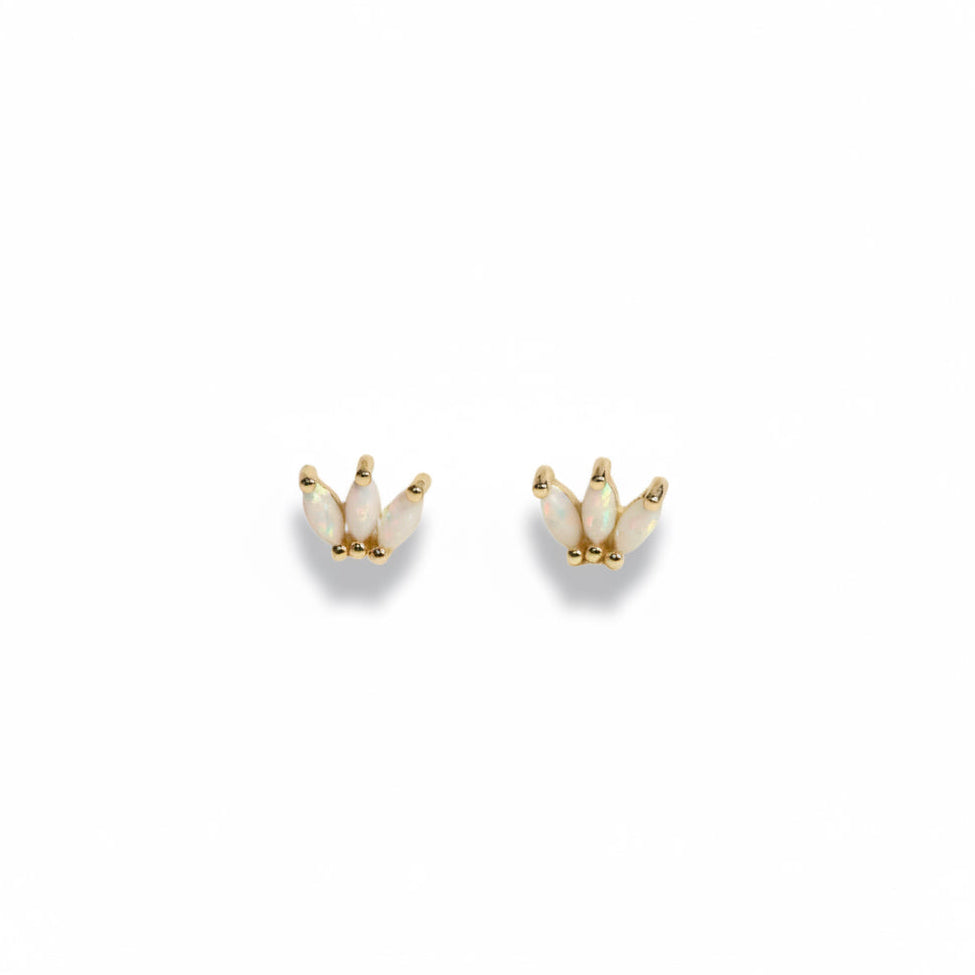 Crown Stud Earrings - White Opal - JaxKelly
