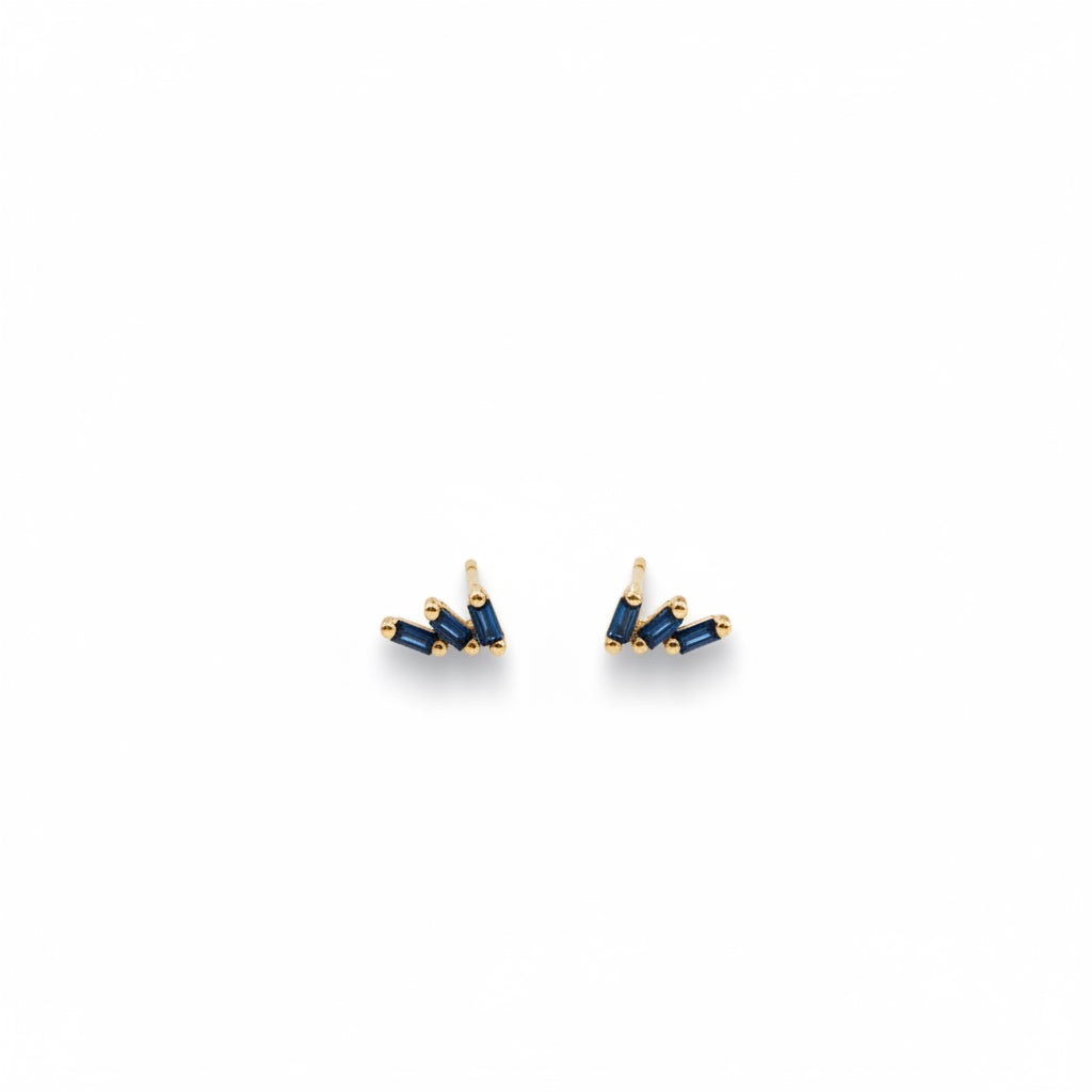 Offset Trio Stack Earrings - Sapphire - JaxKelly