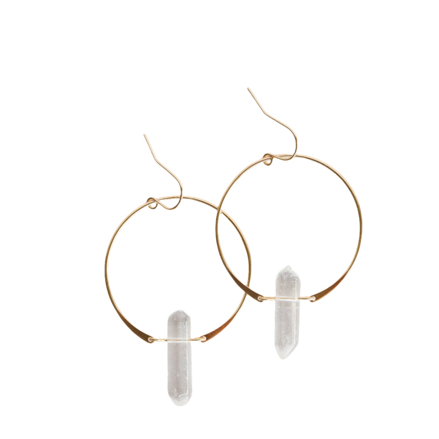 Clear Quartz Golden Hoop Earrings