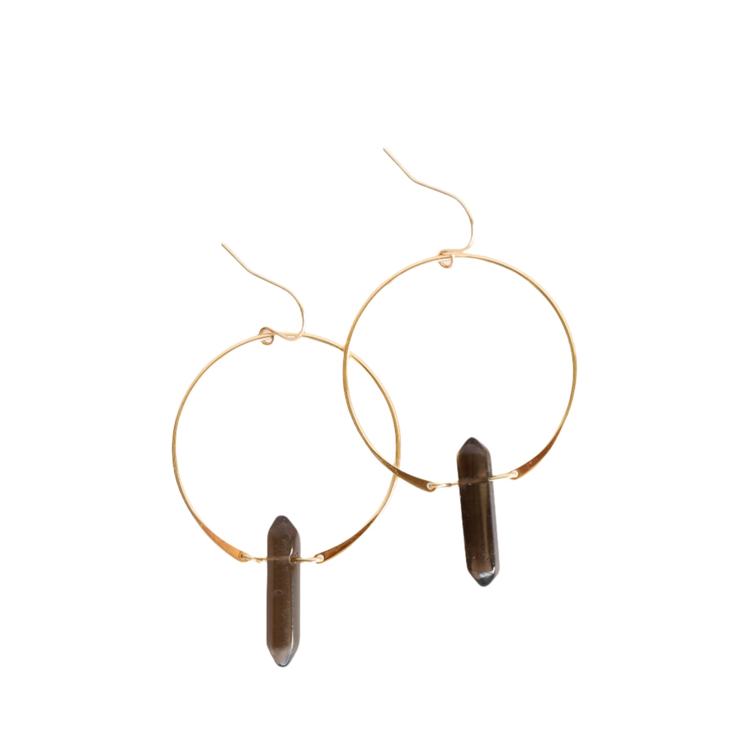 Smoky Quartz Golden Hoop Earrings