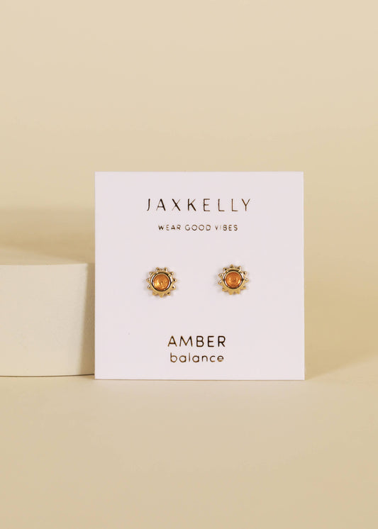 Amber Sun Stud Earrings