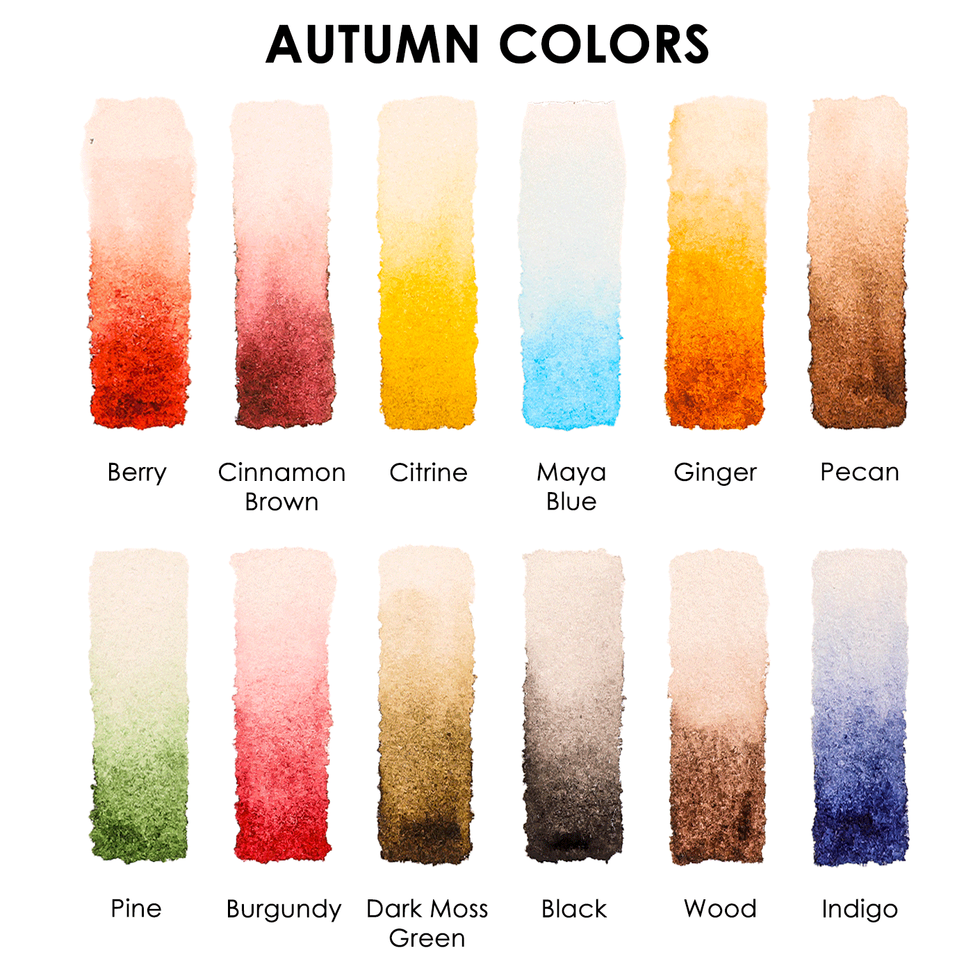 Watercolor Pocket Set Of 12 With Brush - Autumn Colors - Grabie