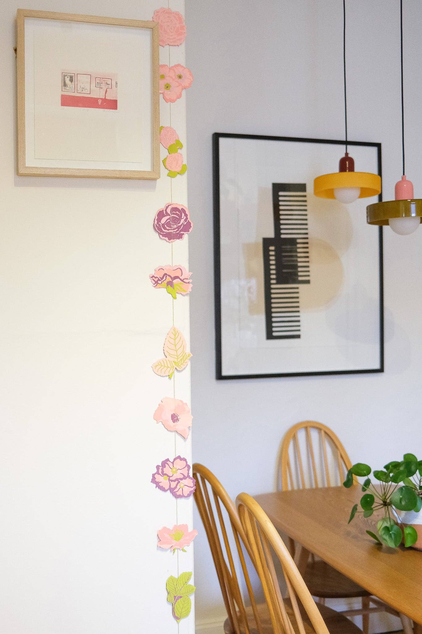 Rose Vertical Wall Hanging - Screen Printed by Hand