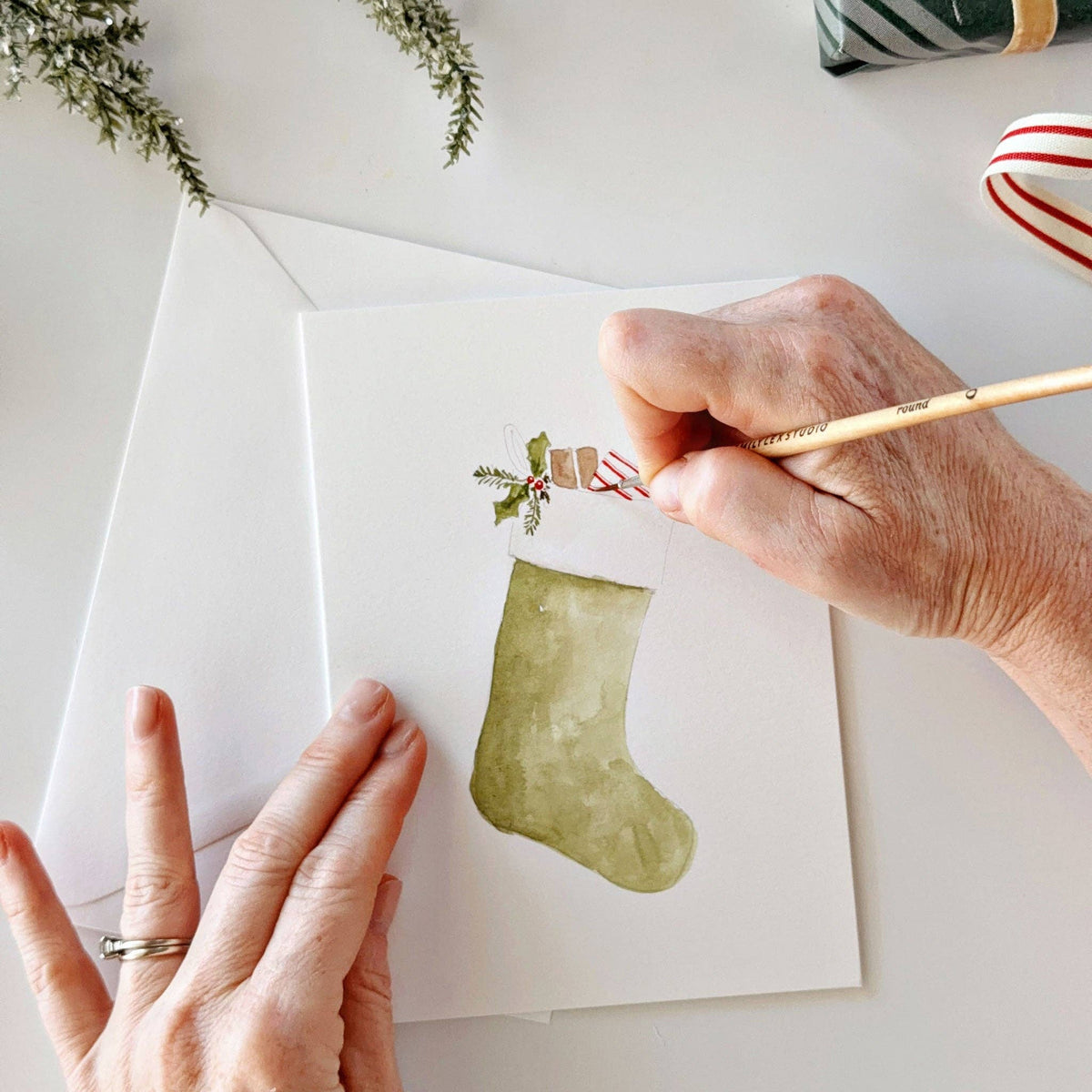 Classic Christmas Paintable Notecard Set - emily lex studio
