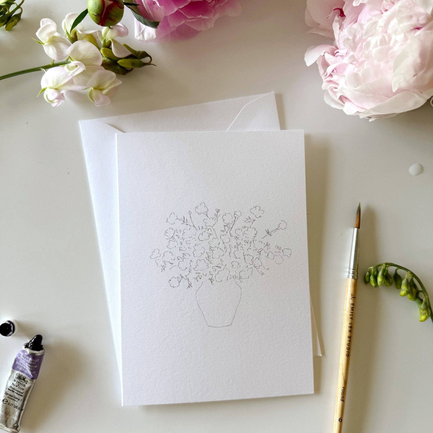 Bouquets Paintable Notecards - emily lex studio
