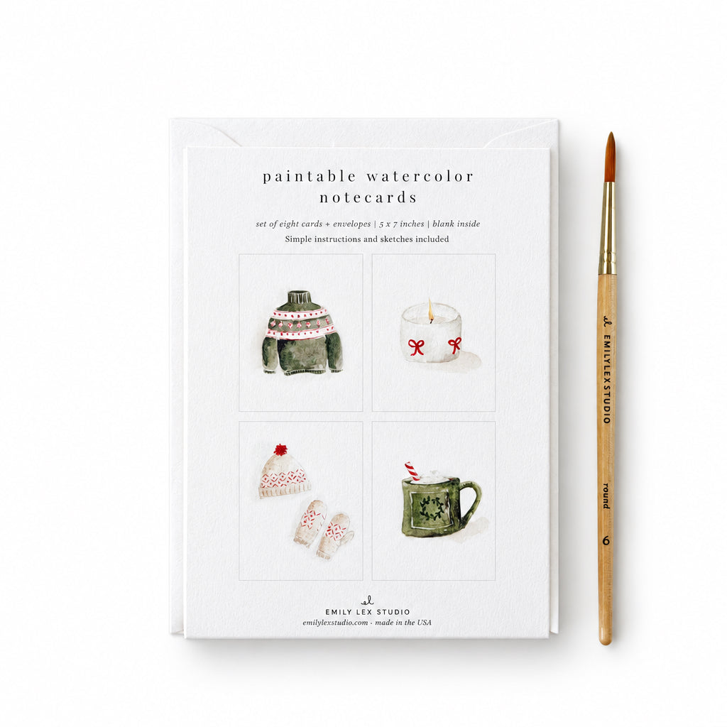 Warm +Cozy Paintable Notecard Set - emily lex studio