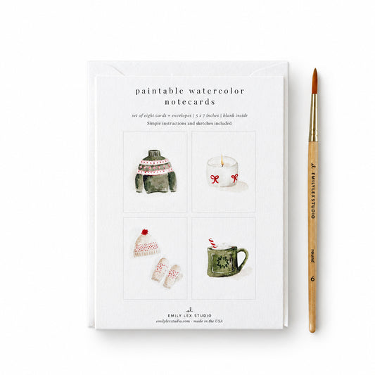 Warm +Cozy Paintable Notecard Set - emily lex studio