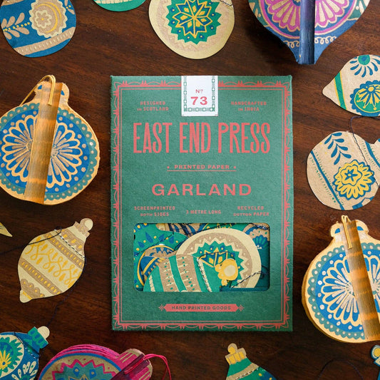 Christmas Ornaments Sewn Garland - Screen Printed by Hand - East End Press