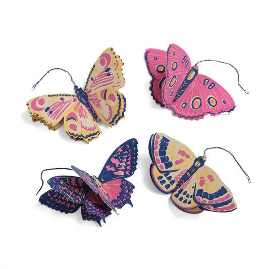 Butterflies Paper Ornaments - Screen Printed by Hand - East End Press