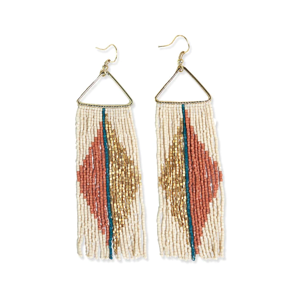 Erica Split Diamond Beaded Fringe Earrings