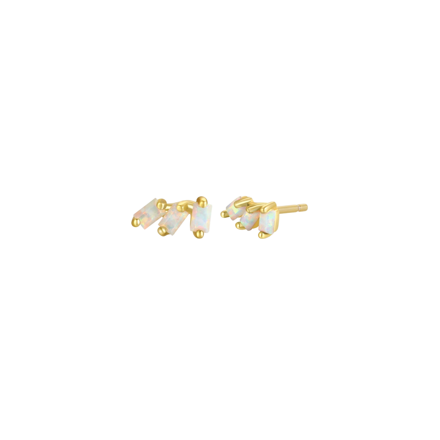 Offset Trio Earrings - White Opal - JaxKelly