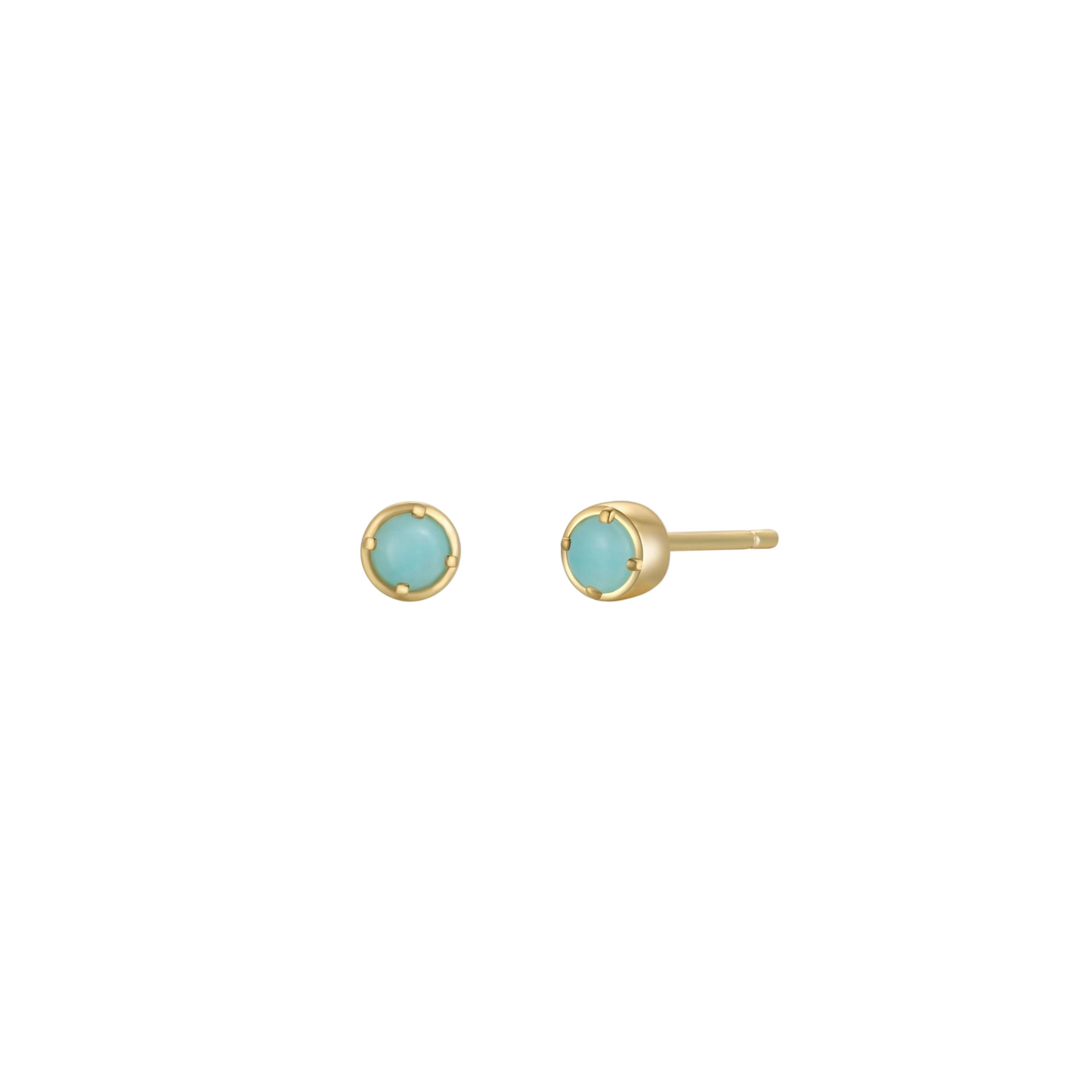 Mini Gem Stud Earrings - Amazonite - JaxKelly