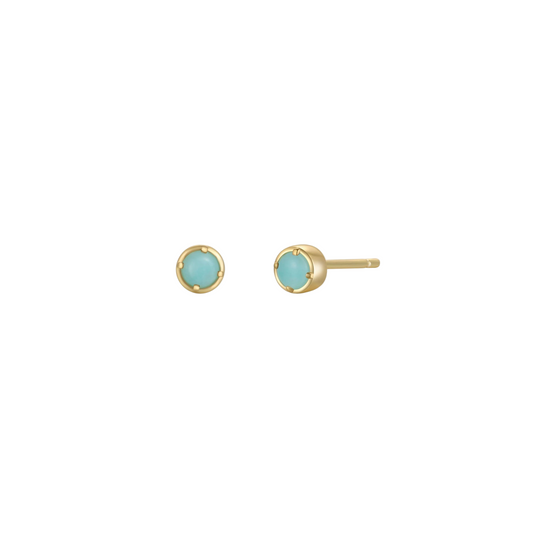 Mini Gem Stud Earrings - Amazonite - JaxKelly