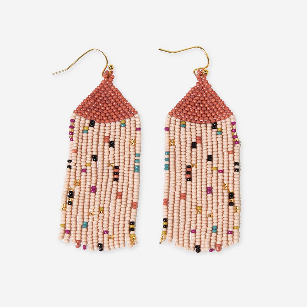 Agnes Confetti Beaded Fringe Earring - Desert