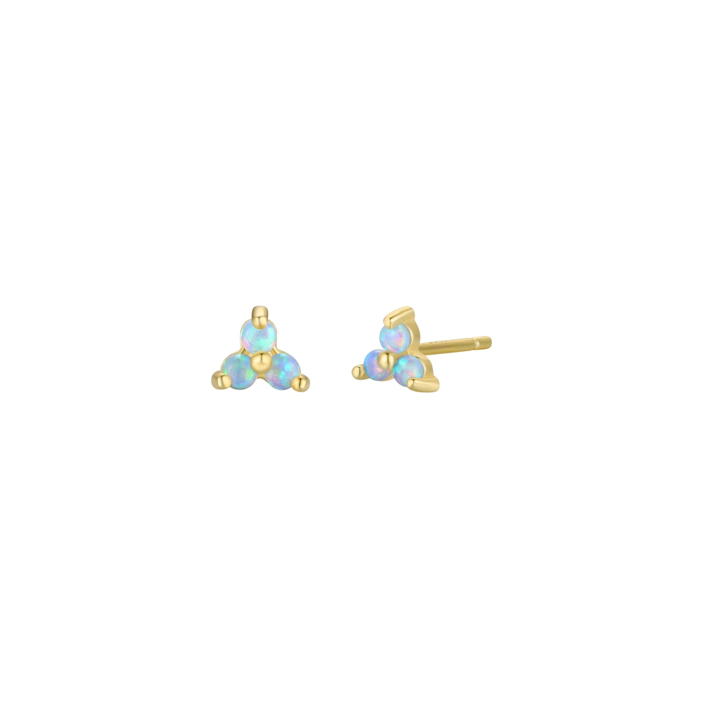Trio Cluster Gold Earrings - Fire Opal