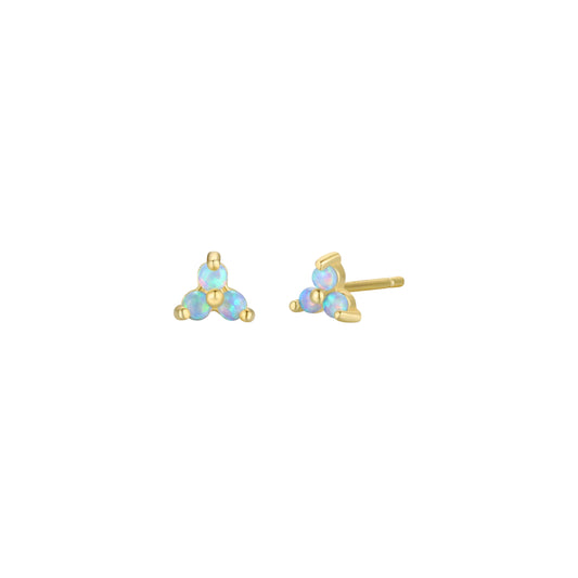 Trio Cluster Gold Earrings - Fire Opal