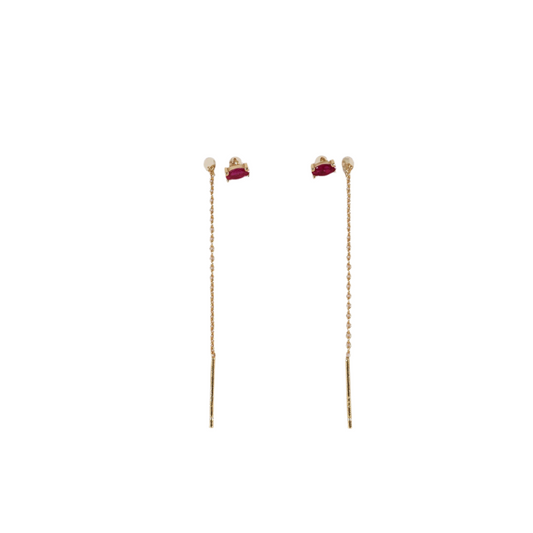 Pink Cubic Zirconia Studded Threader Earrings