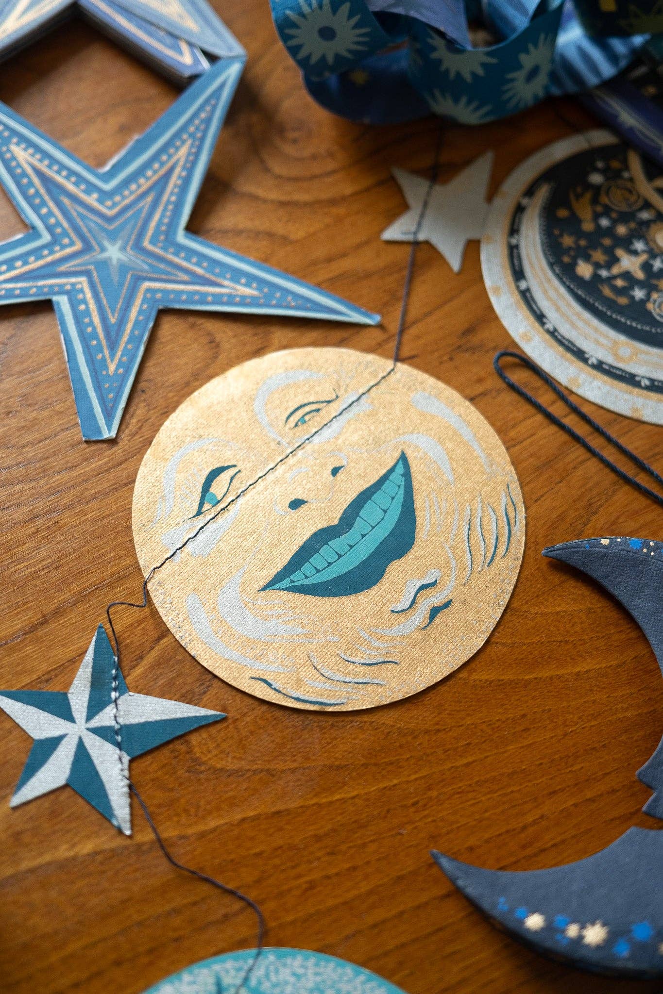 Man on the Moon Sewn Garland - Screen Printed by