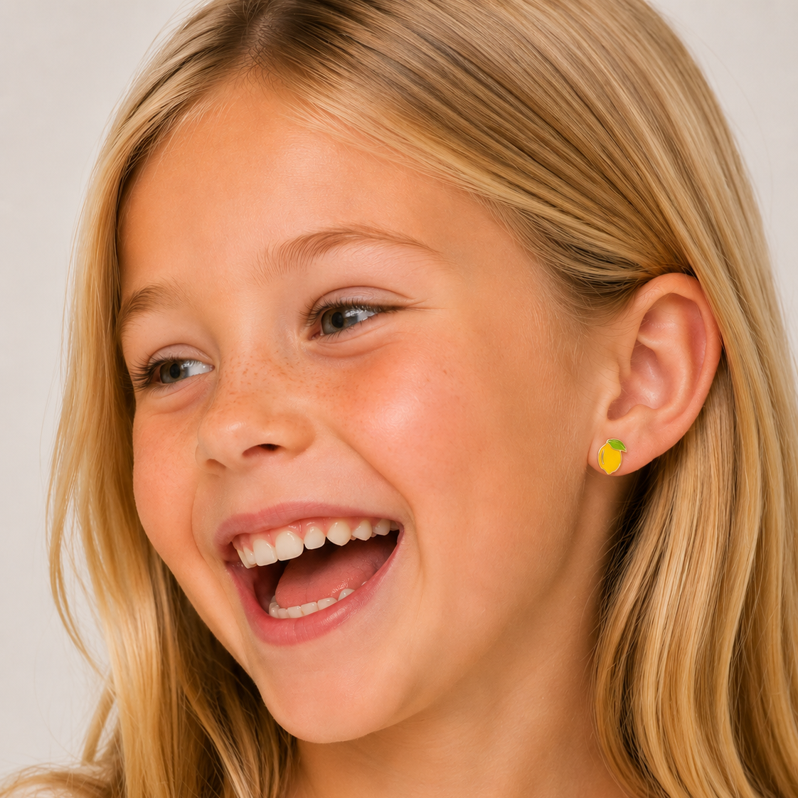 Lemon Enamel Flat Back Kids Earrings - JaxKelly