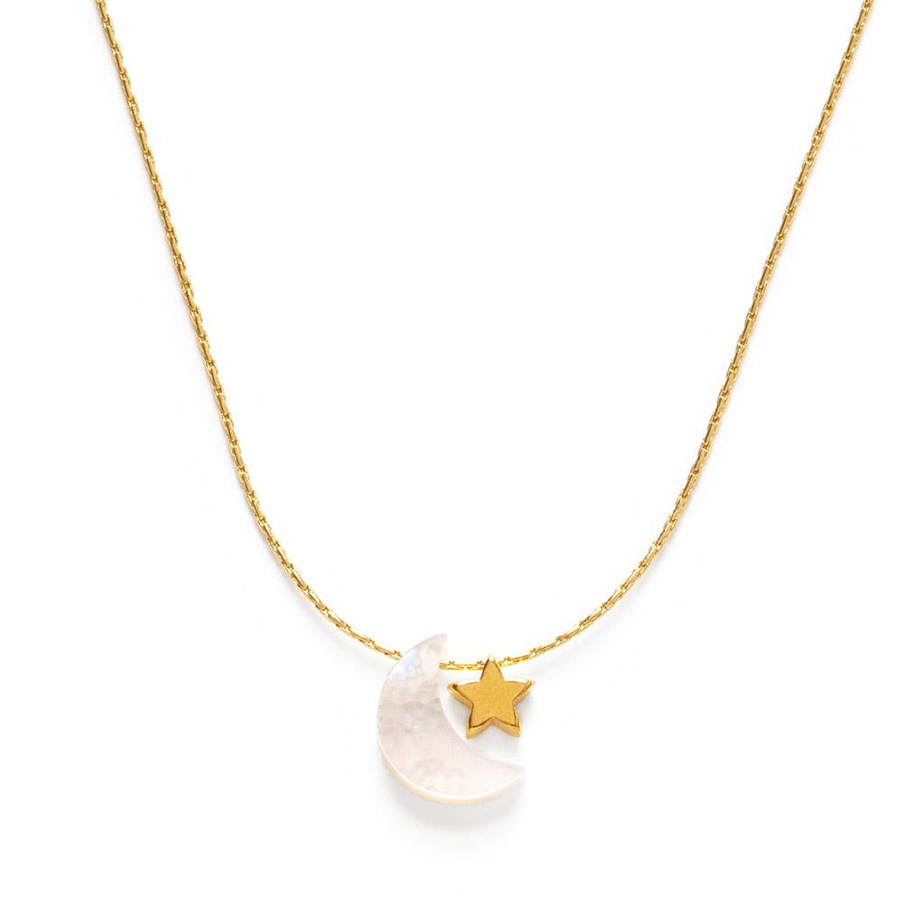 Mother of Pearl Moon + Star Necklace - Amano Studio