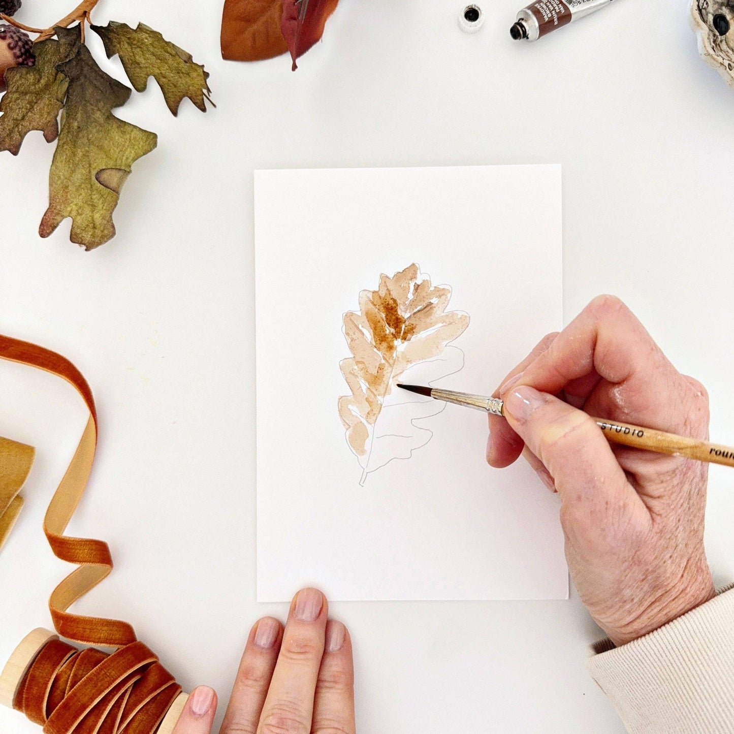 Fall Leaves Paintable Notecards - emily lex studio