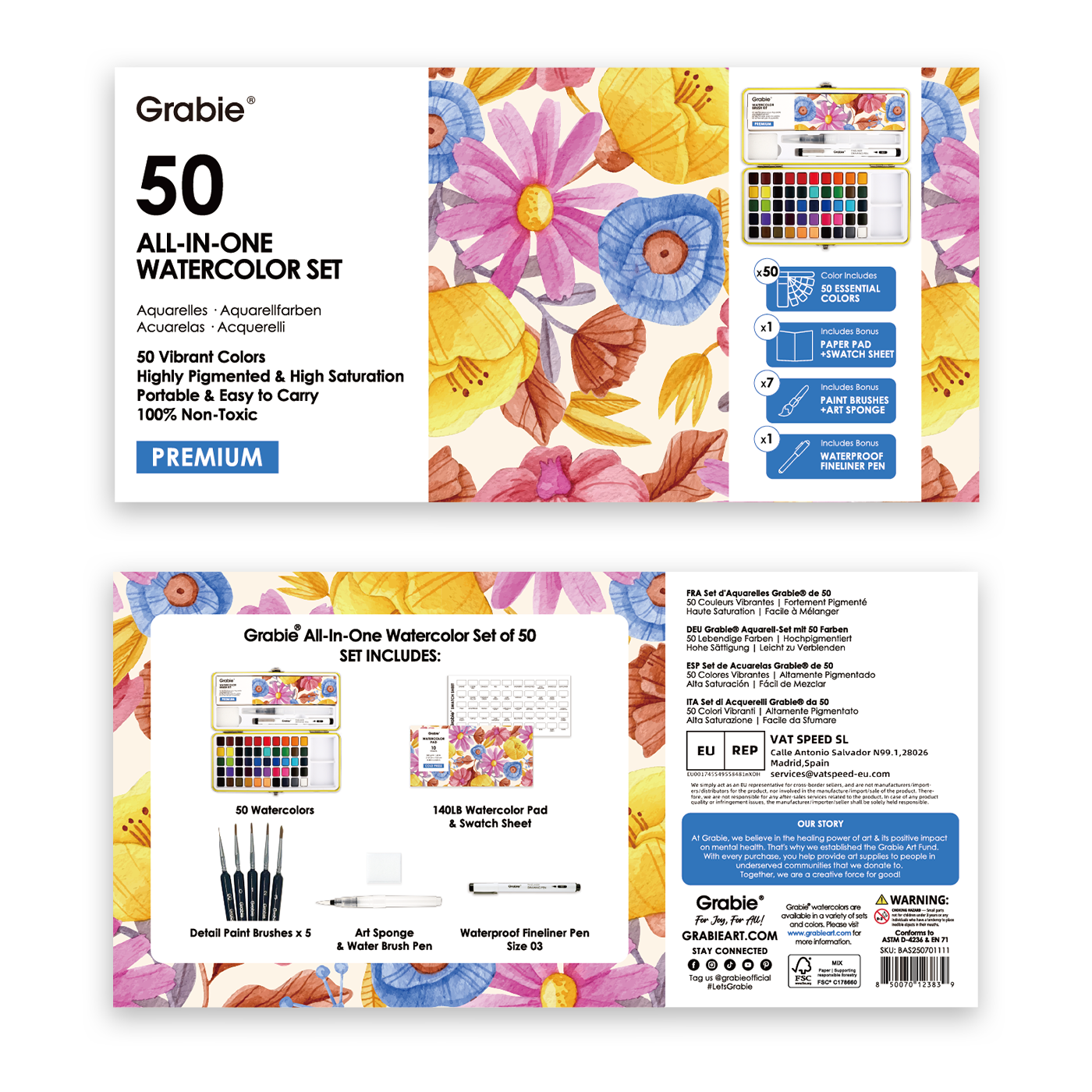 All-In-One Premium Watercolor Set of 50 - Grabie