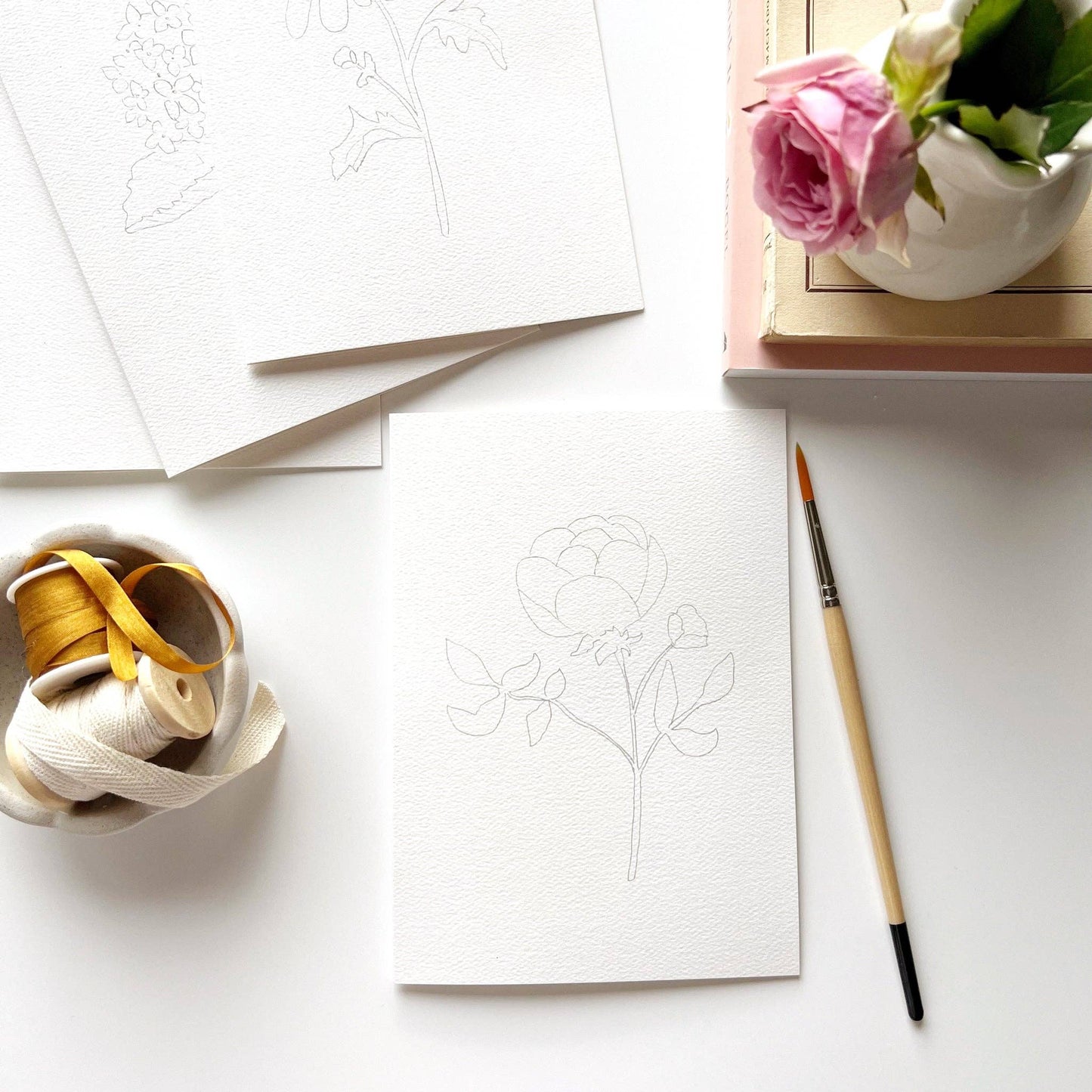 Garden Flowers Paintable Notecards - emily lex studio