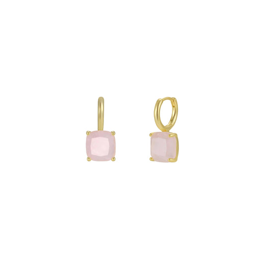 Rose Quartz Gemstone Mini Drop Earrings - JaxKelly